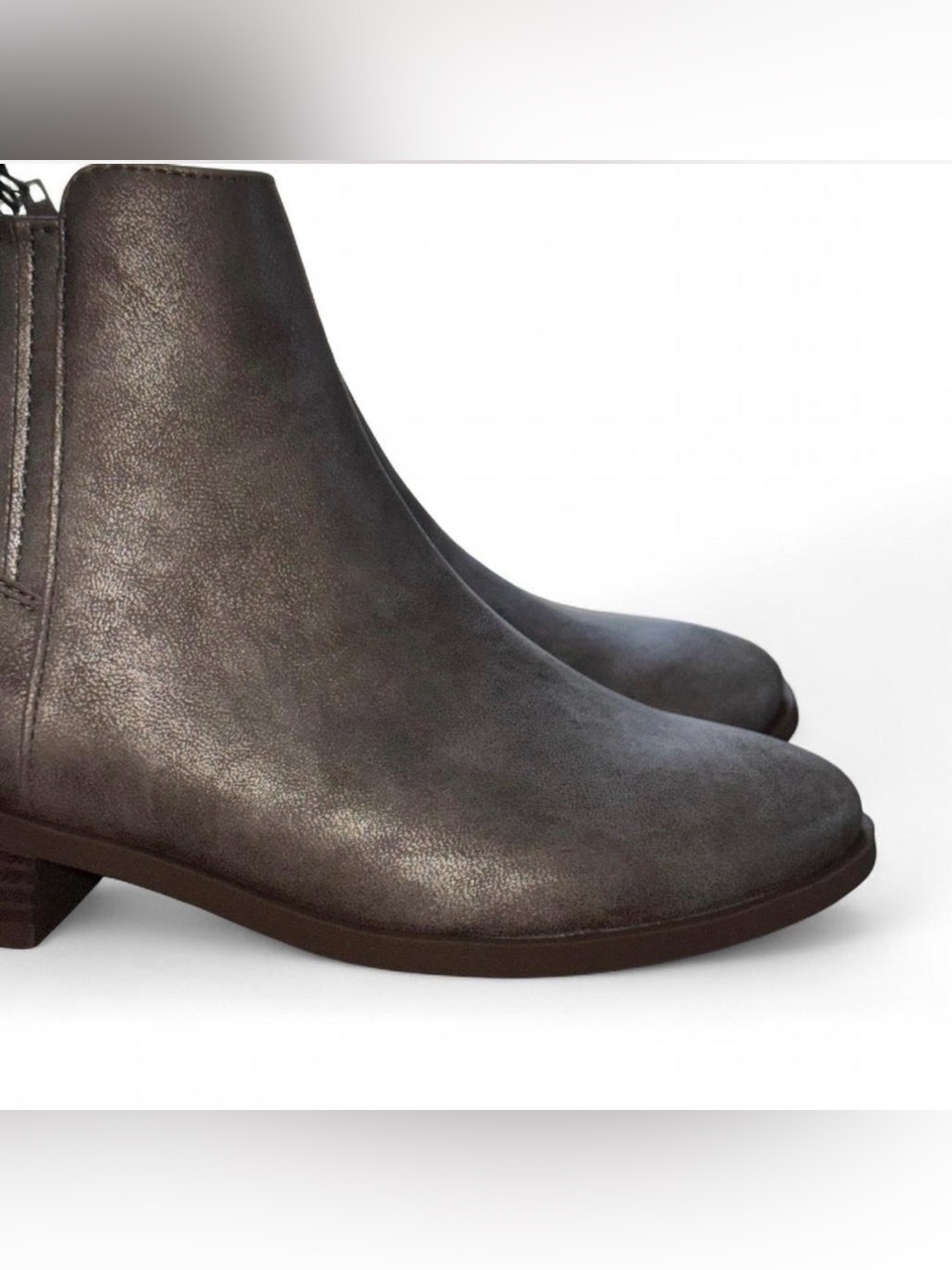 NWT Wonder Nation Girls Metallic Taupe Chelsea Ankle Boots Size 3 - Picture 3 of 10